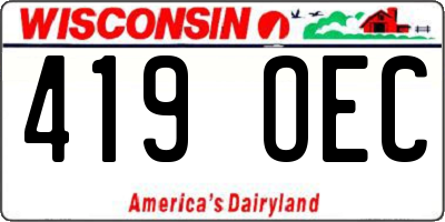 WI license plate 419OEC
