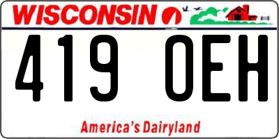 WI license plate 419OEH