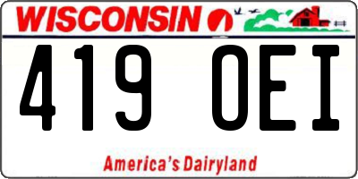 WI license plate 419OEI