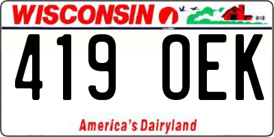 WI license plate 419OEK