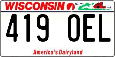 WI license plate 419OEL