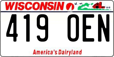 WI license plate 419OEN
