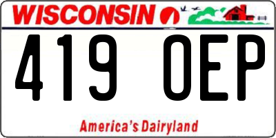 WI license plate 419OEP