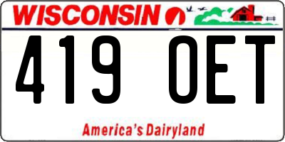 WI license plate 419OET