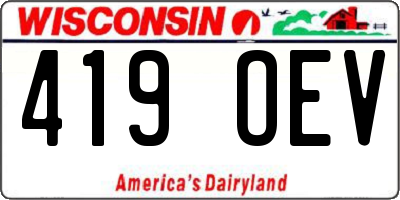WI license plate 419OEV