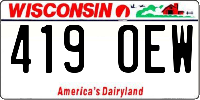 WI license plate 419OEW