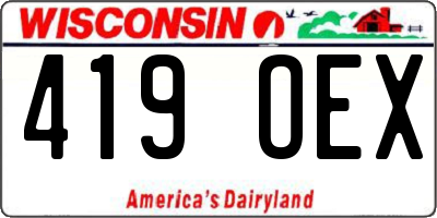 WI license plate 419OEX