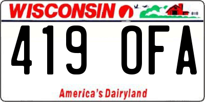 WI license plate 419OFA