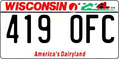 WI license plate 419OFC