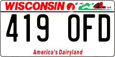 WI license plate 419OFD