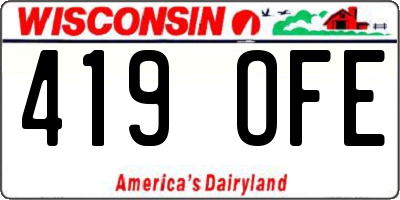 WI license plate 419OFE