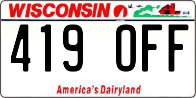 WI license plate 419OFF