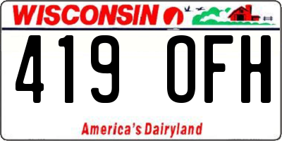 WI license plate 419OFH