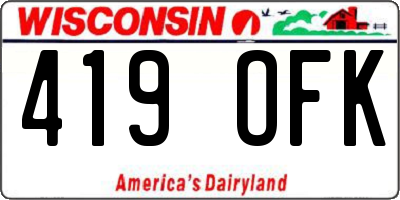 WI license plate 419OFK