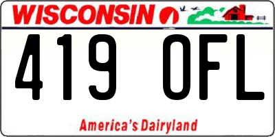 WI license plate 419OFL