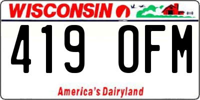 WI license plate 419OFM
