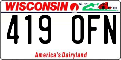 WI license plate 419OFN