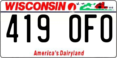 WI license plate 419OFO
