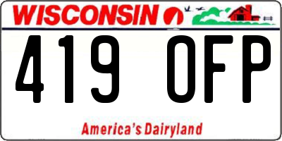 WI license plate 419OFP
