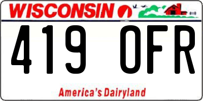 WI license plate 419OFR