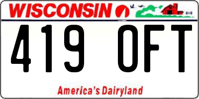 WI license plate 419OFT