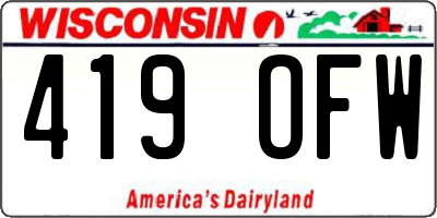 WI license plate 419OFW