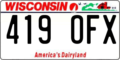 WI license plate 419OFX