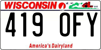 WI license plate 419OFY
