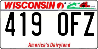 WI license plate 419OFZ