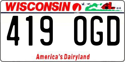 WI license plate 419OGD