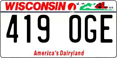 WI license plate 419OGE
