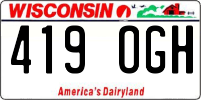 WI license plate 419OGH