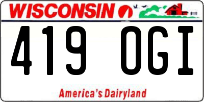 WI license plate 419OGI