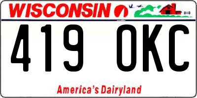 WI license plate 419OKC