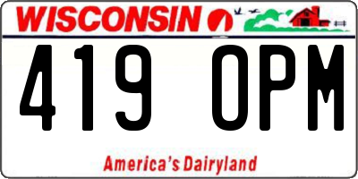 WI license plate 419OPM