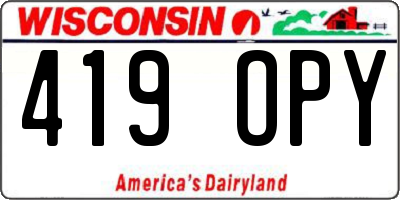 WI license plate 419OPY