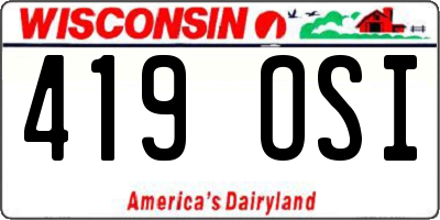 WI license plate 419OSI