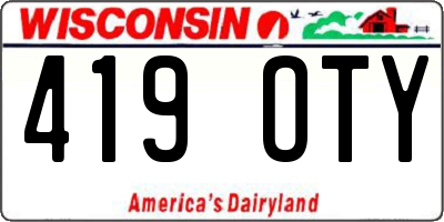 WI license plate 419OTY