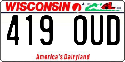WI license plate 419OUD