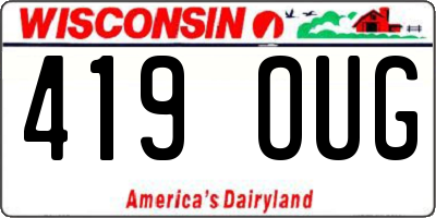 WI license plate 419OUG