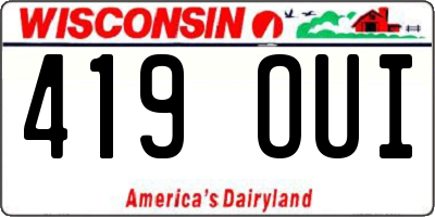 WI license plate 419OUI