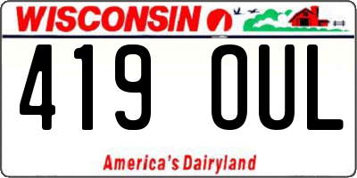 WI license plate 419OUL