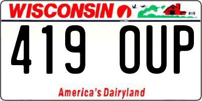 WI license plate 419OUP