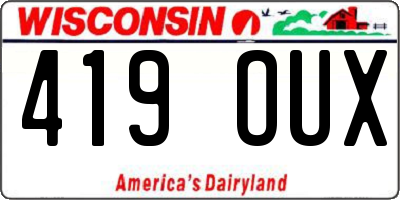 WI license plate 419OUX