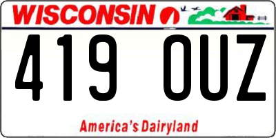 WI license plate 419OUZ