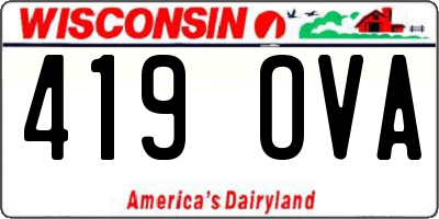 WI license plate 419OVA