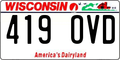 WI license plate 419OVD
