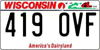 WI license plate 419OVF