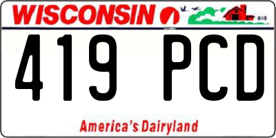 WI license plate 419PCD