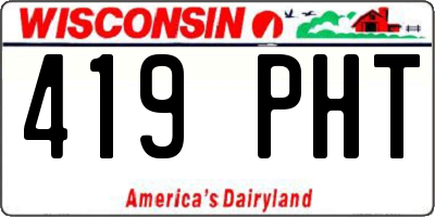 WI license plate 419PHT